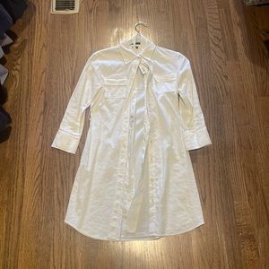 Theory White Long Sleve Button down dress